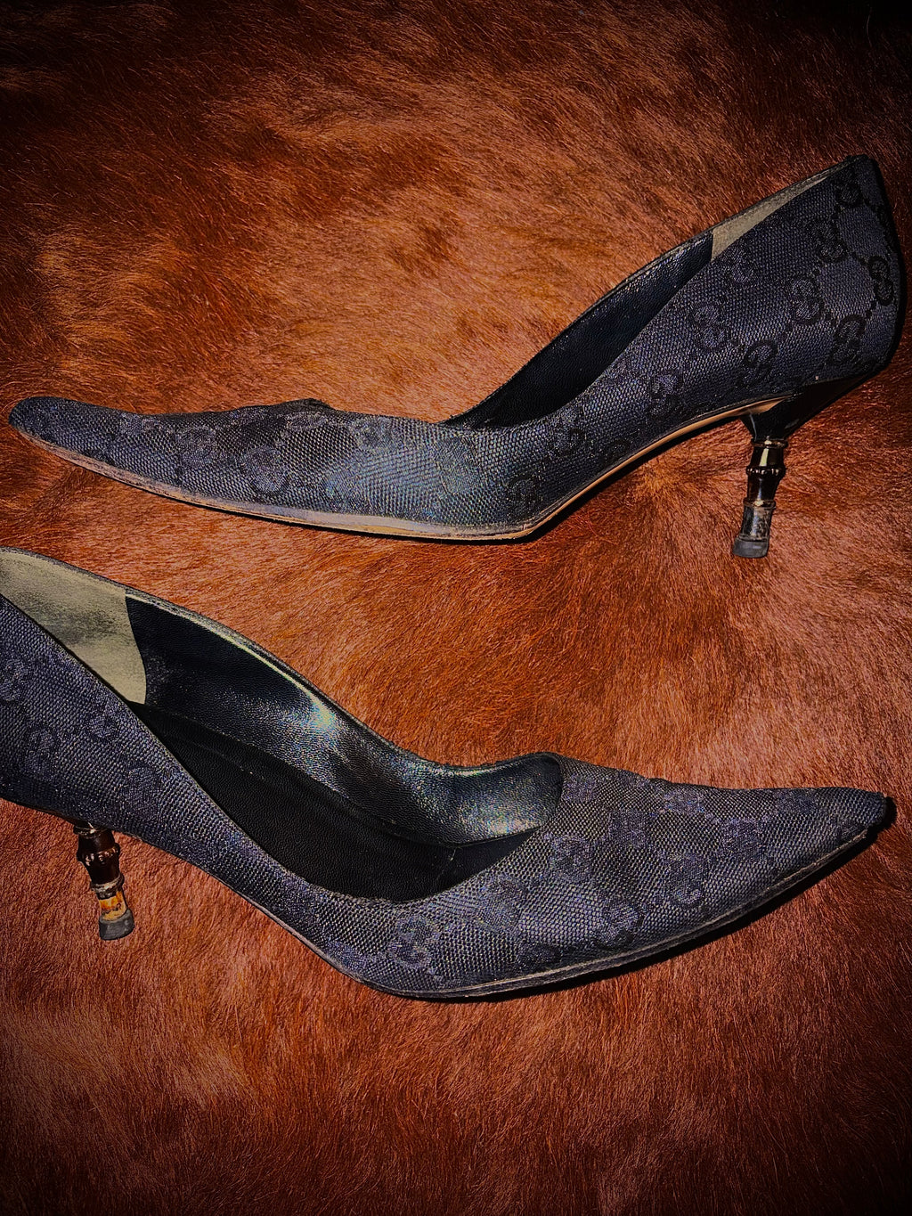 GUCCI BY TOM FORD MONOGRAM BAMBOO HEELS (SIZE 38)