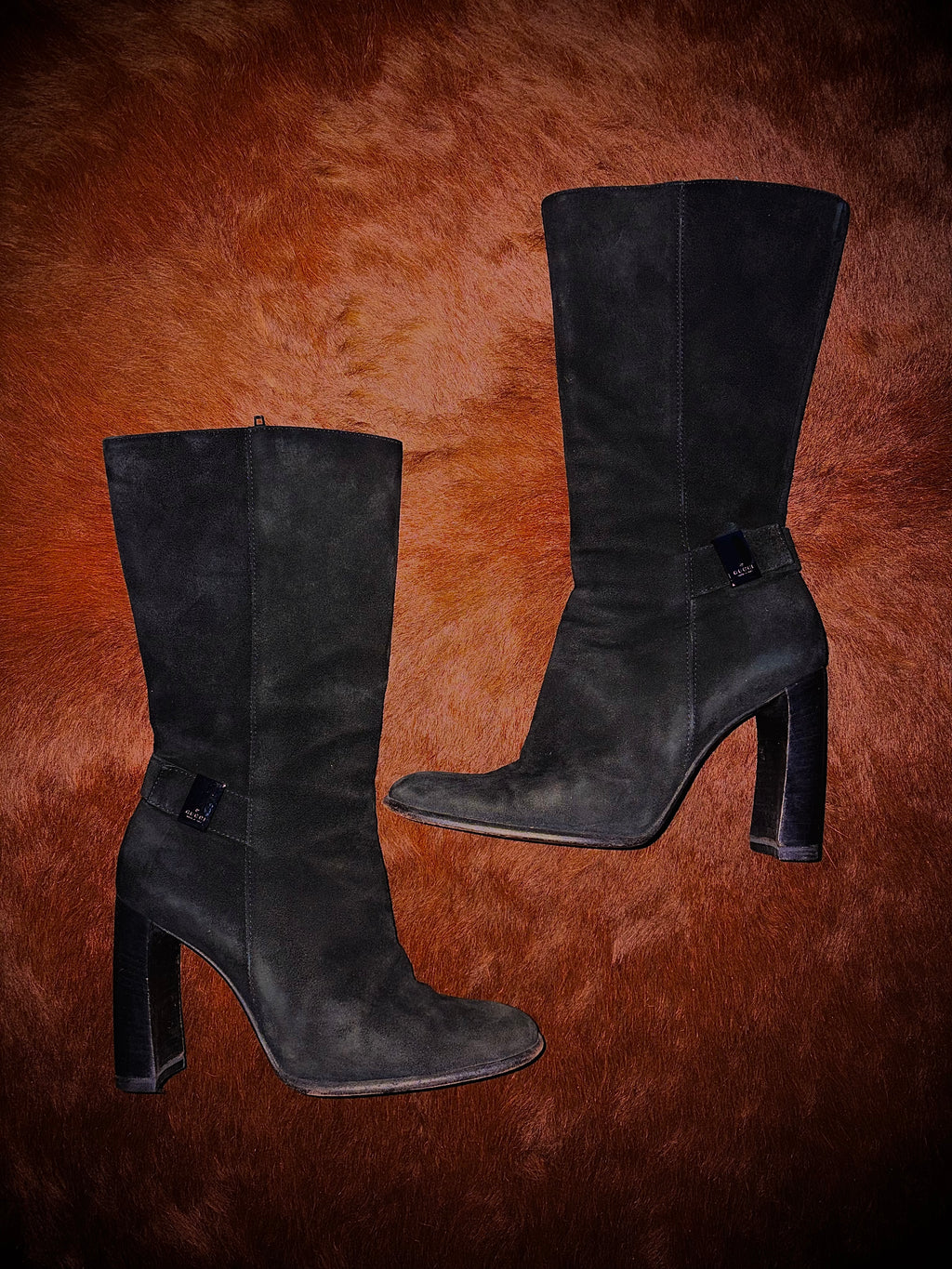 GUCCI SUEDE METAL PLATE BOOTS (SIZE 36)