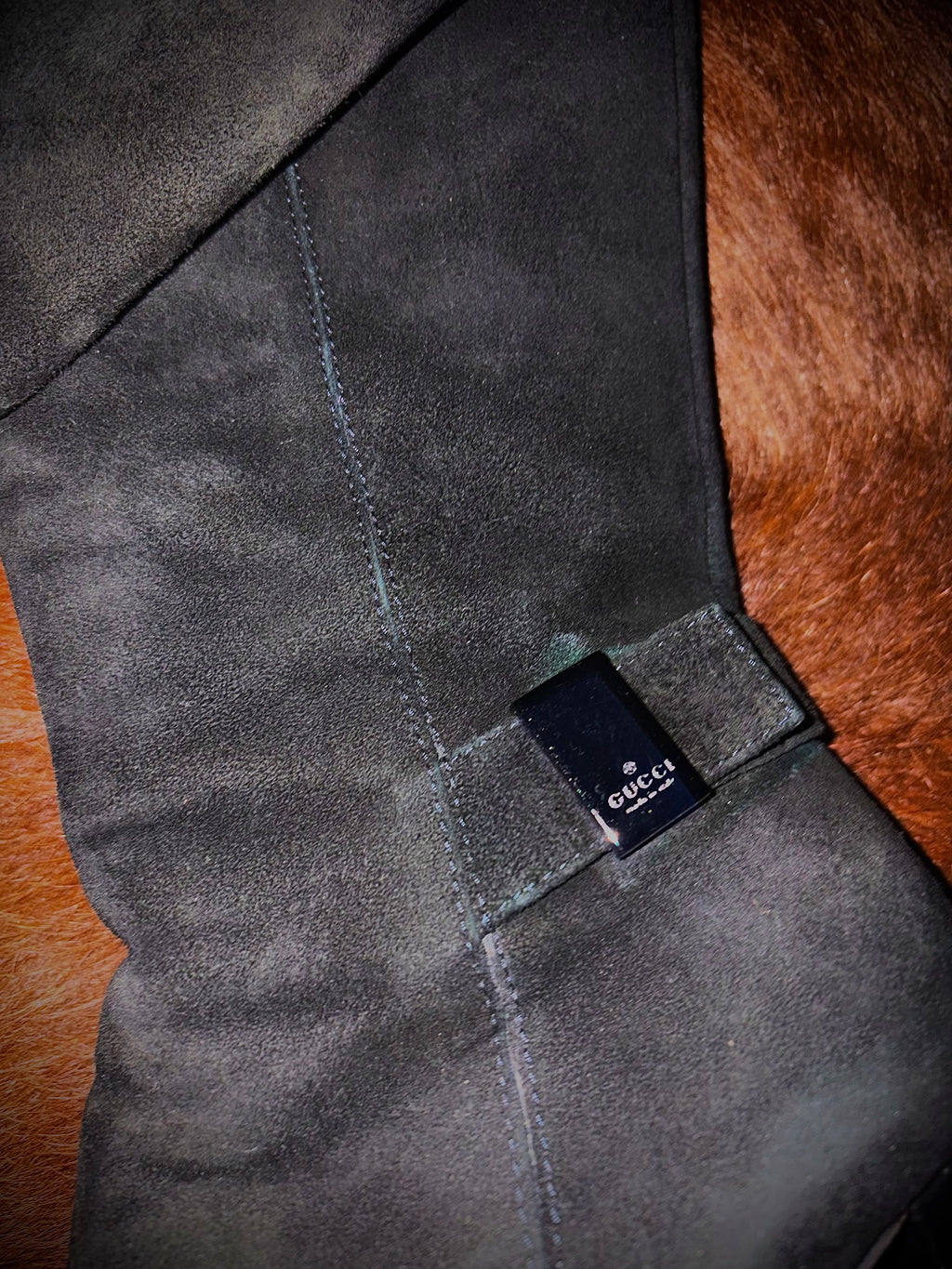 GUCCI SUEDE METAL PLATE BOOTS (SIZE 36)