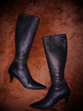PRADA LEATHER BRAIDED BOOTS (SIZE 37)