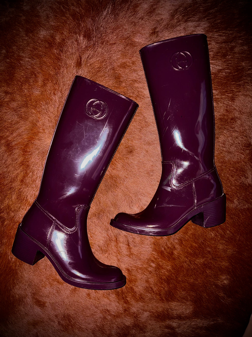 GUCCI PURPLE GUM BOOTS (SIZE 36)