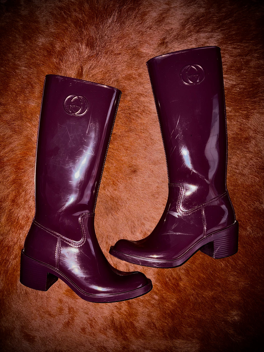 GUCCI PURPLE GUM BOOTS (SIZE 36)