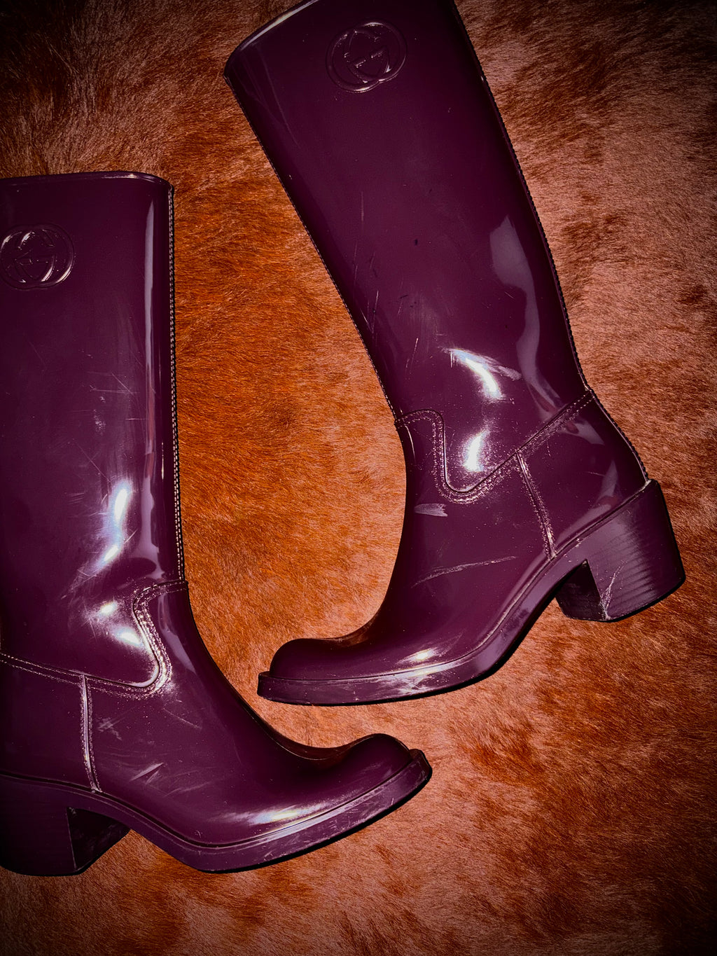GUCCI PURPLE GUM BOOTS (SIZE 36)