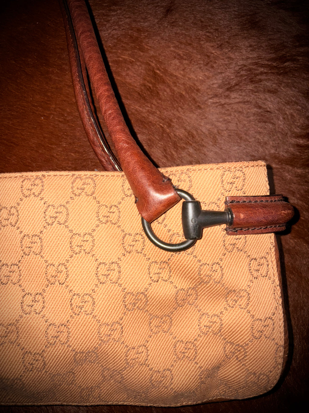 GUCCI BY TOM FORD BROWN MONOGRAM SHOULDER BAG