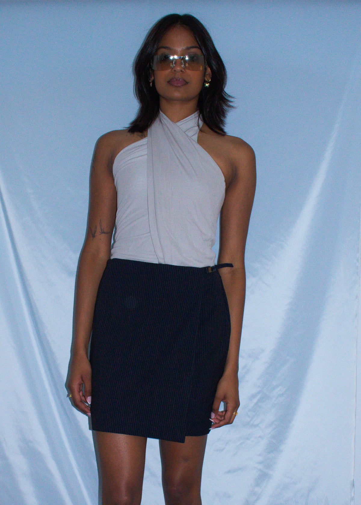 GUCCI BY TOM FORD BUCKLE 'G' PINSTRIPE MINI SKIRT SS 1998