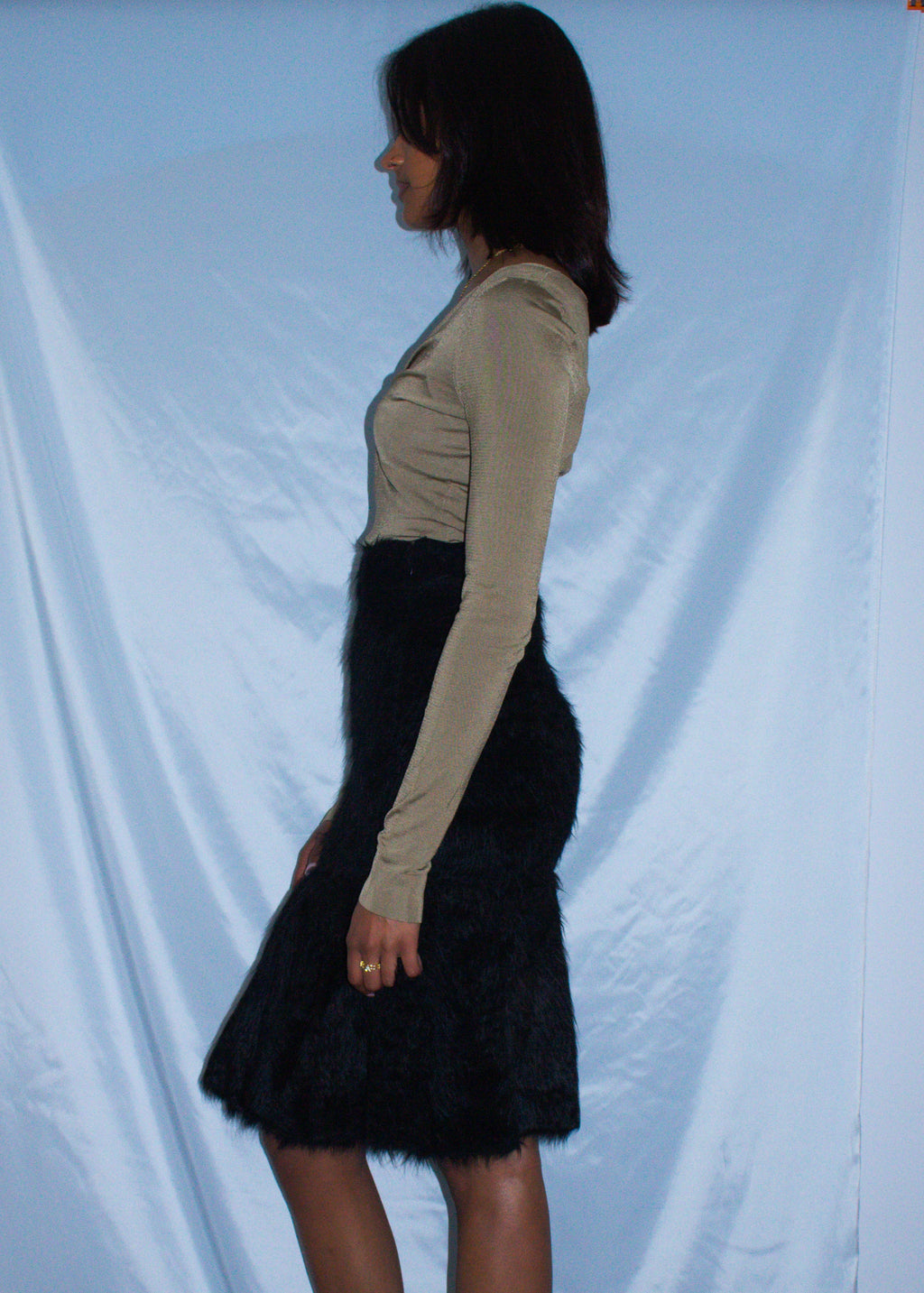 PRADA BLACK ALPACA FLUTED SKIRT F/W 2017