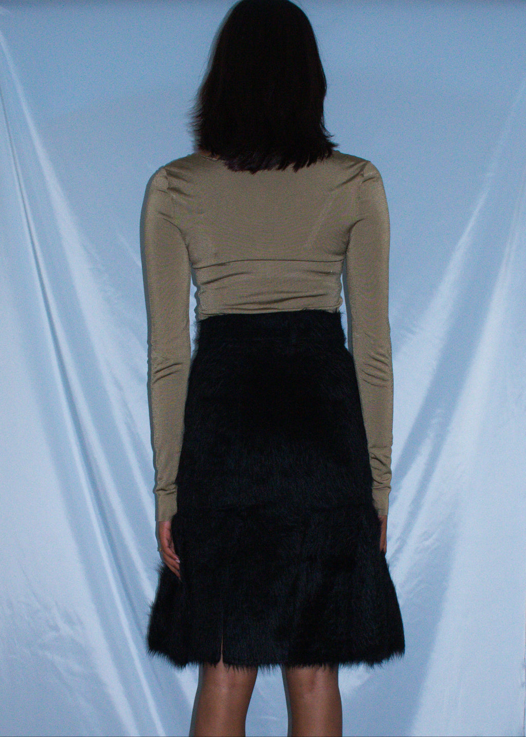 PRADA BLACK ALPACA FLUTED SKIRT F/W 2017