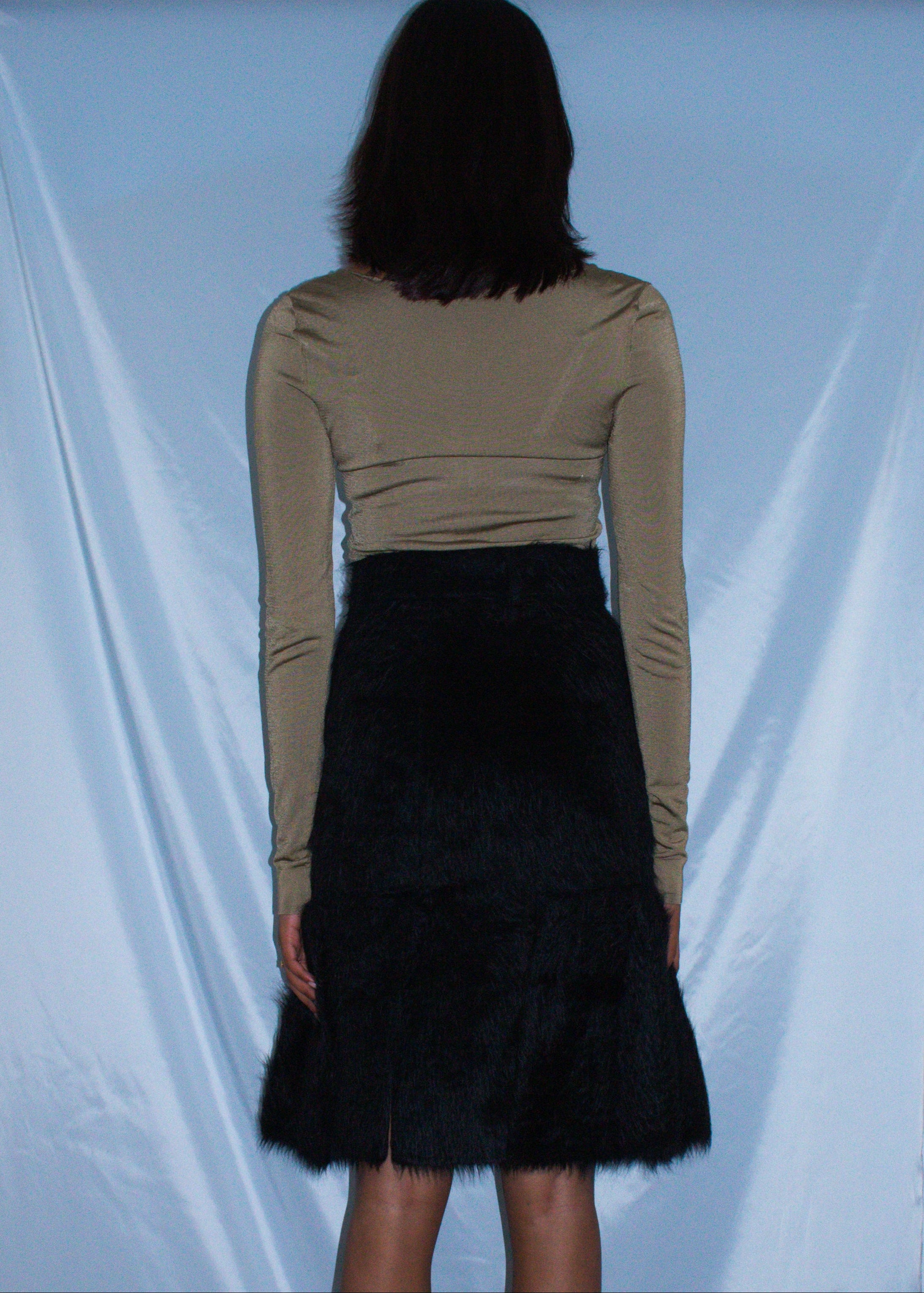PRADA BLACK ALPACA FLUTED SKIRT F/W 2017