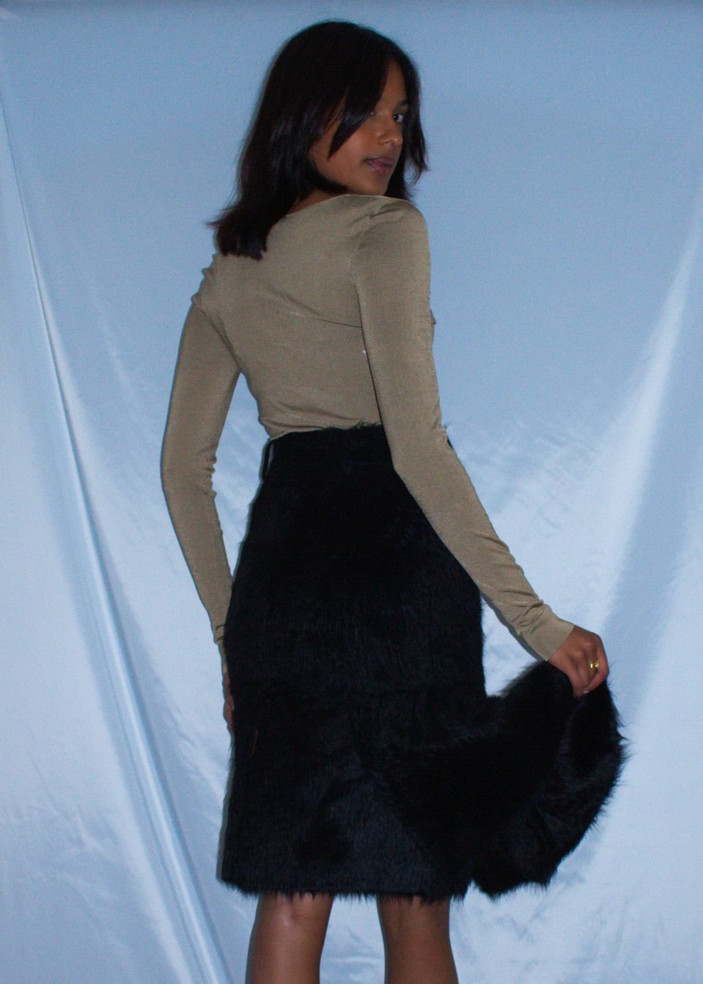 PRADA BLACK ALPACA FLUTED SKIRT F/W 2017