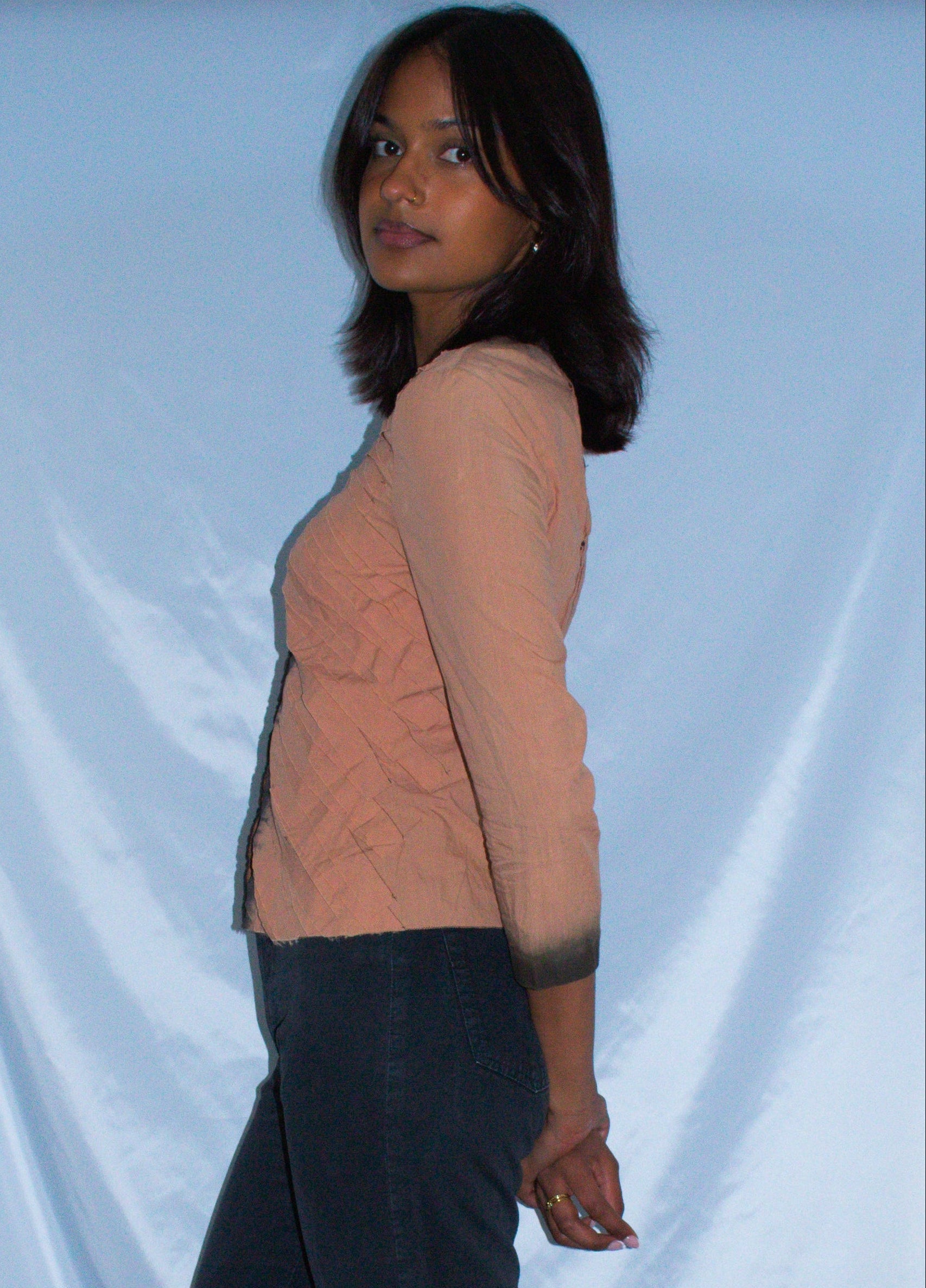 PRADA SPRING 2004 BEIGE TIE DYE TOP