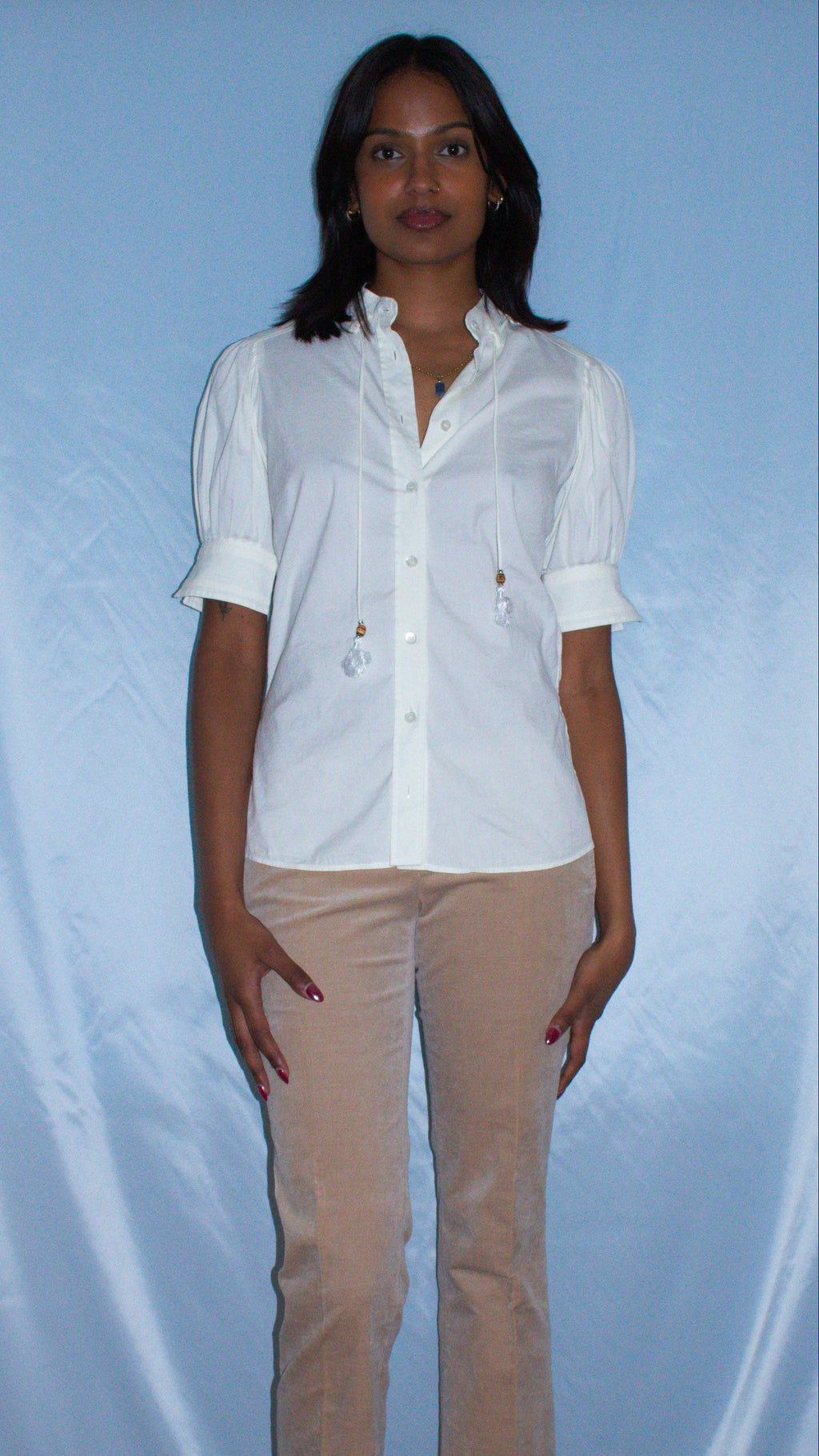 GUCCI WHITE SHIRT WITH BAMBOO TIES