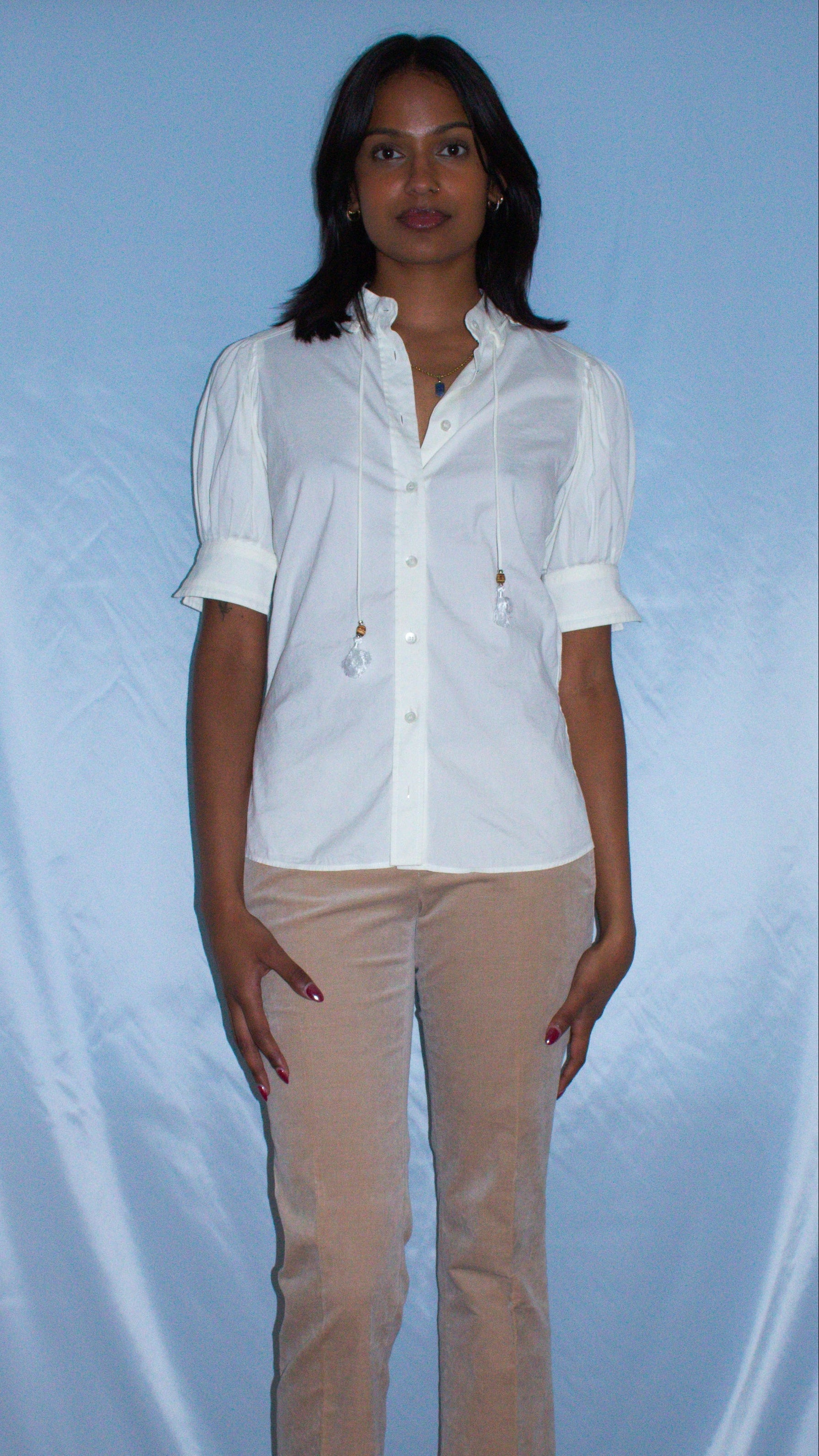 GUCCI WHITE SHIRT WITH BAMBOO TIES
