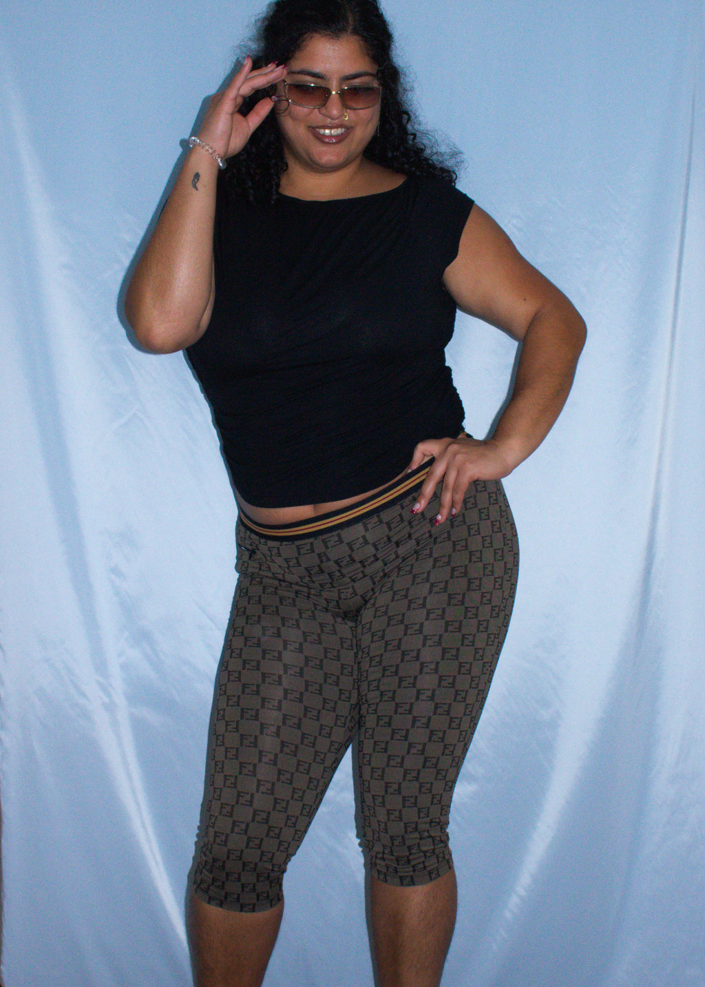 FENDI 3/4 ZUCCA PRINT CAPRI LEGGINGS