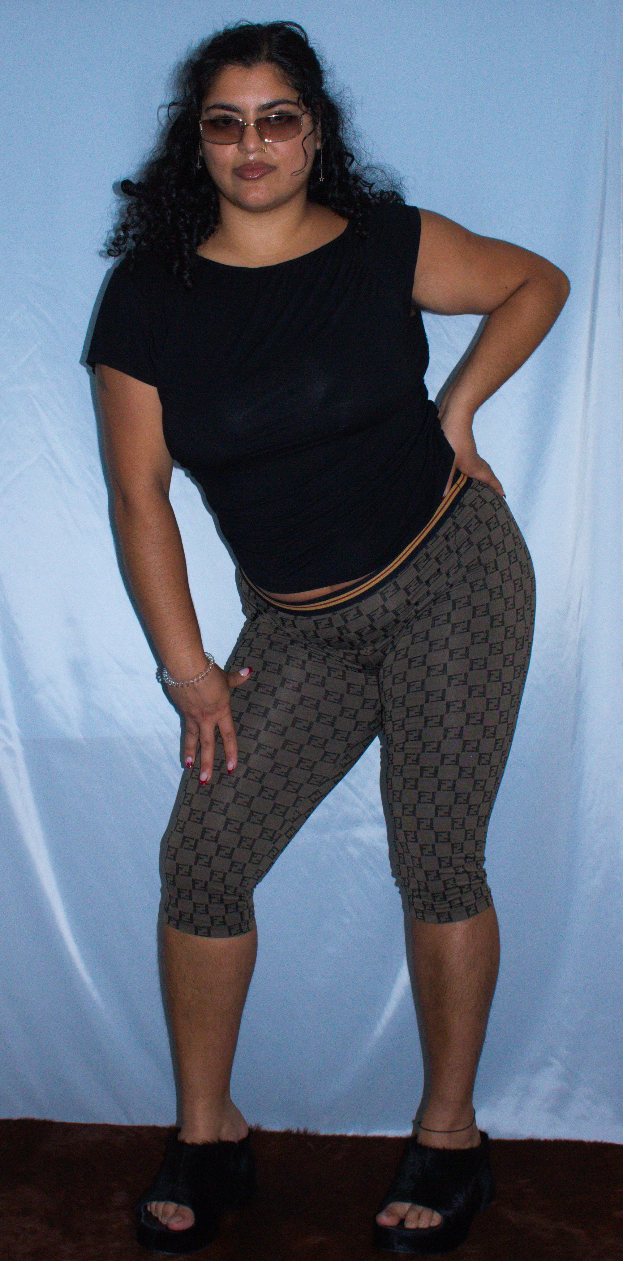 FENDI 3/4 ZUCCA PRINT CAPRI LEGGINGS