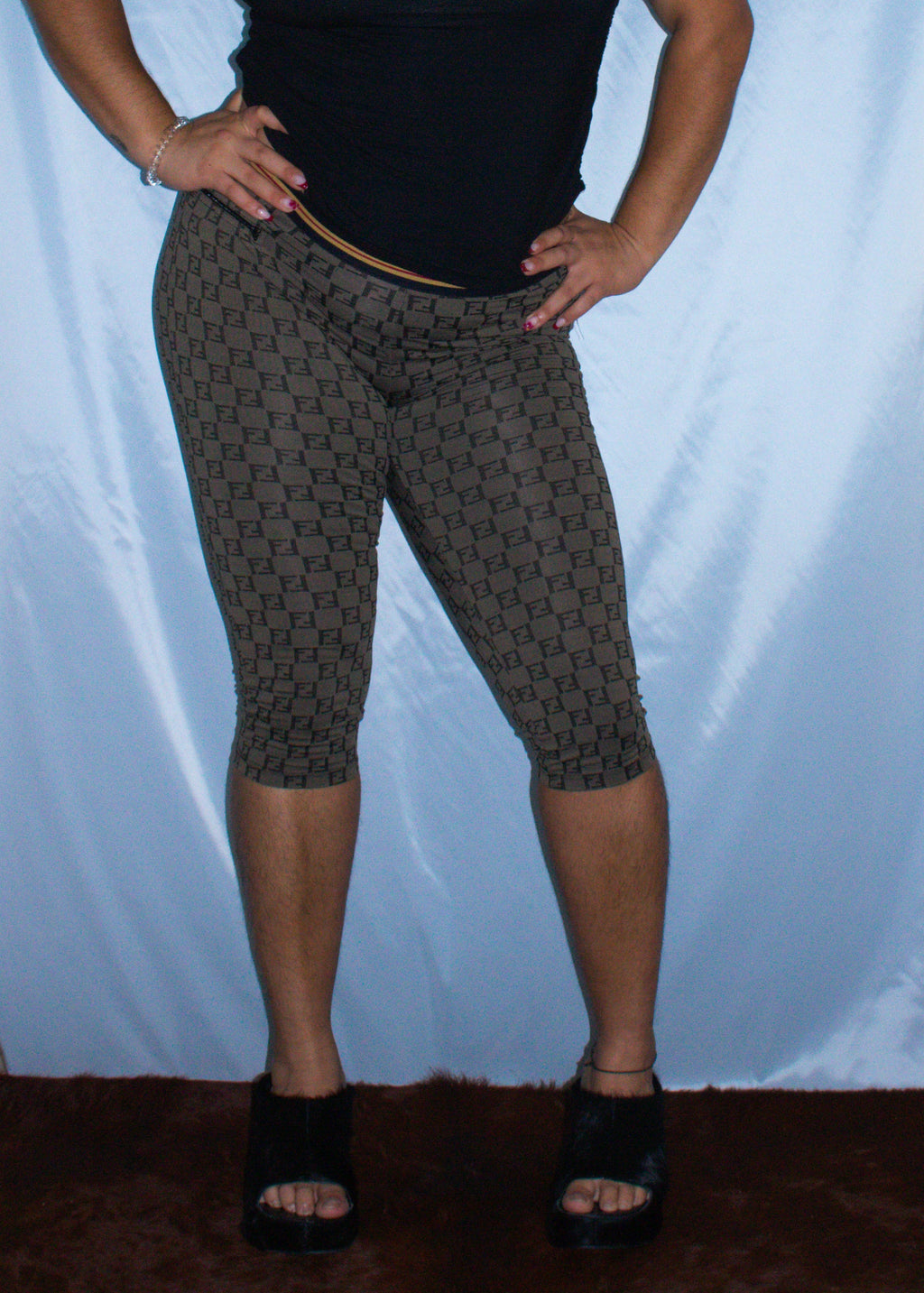 FENDI 3/4 ZUCCA PRINT CAPRI LEGGINGS