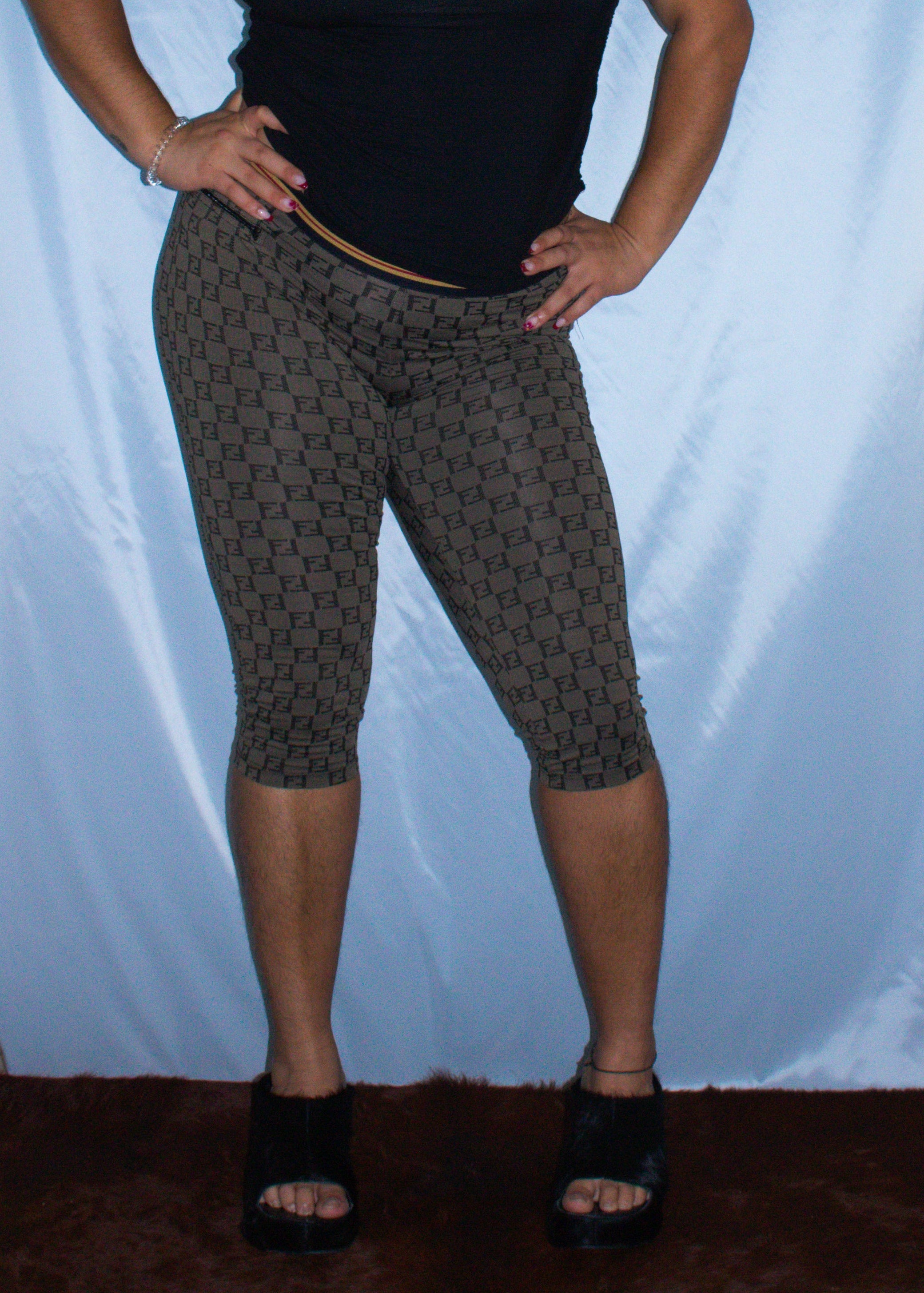 FENDI 3/4 ZUCCA PRINT CAPRI LEGGINGS