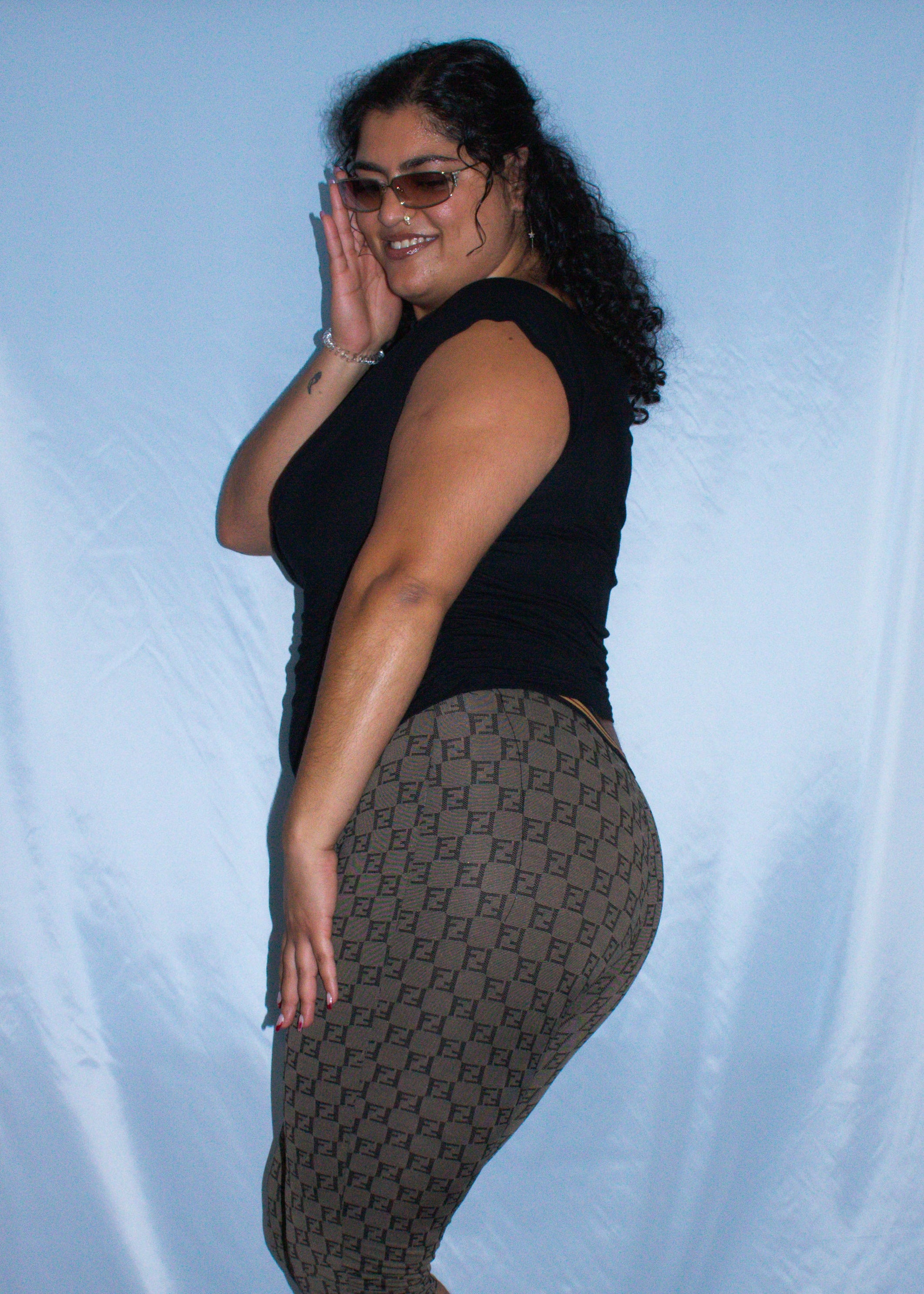 FENDI 3/4 ZUCCA PRINT CAPRI LEGGINGS