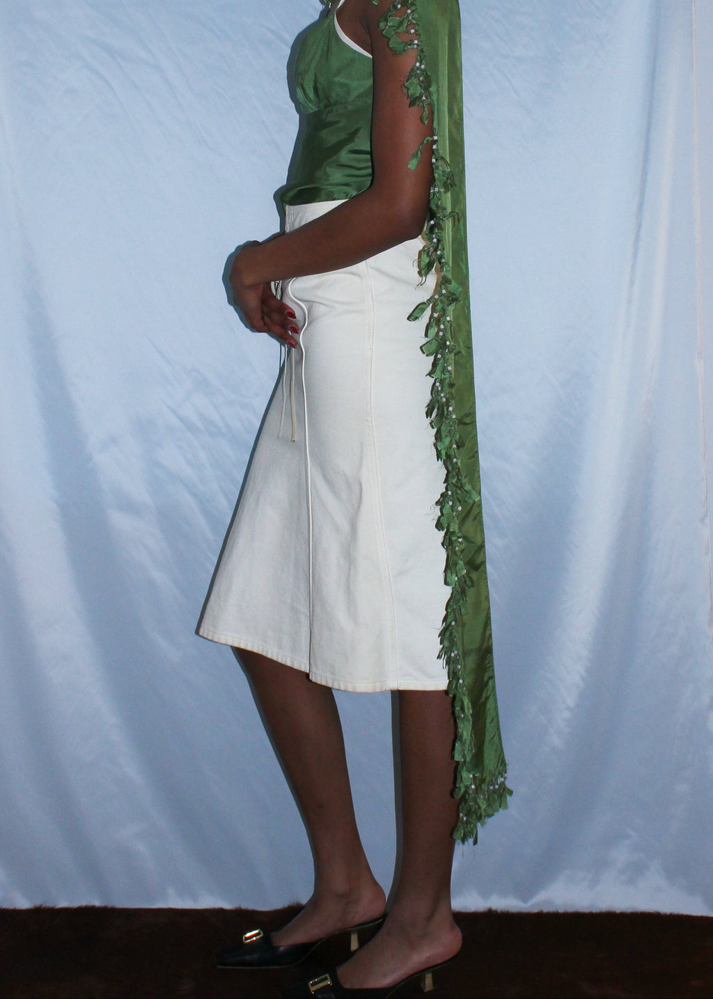 GUCCI BY TOM FORD WHITE DENIM PENCIL SKIRT