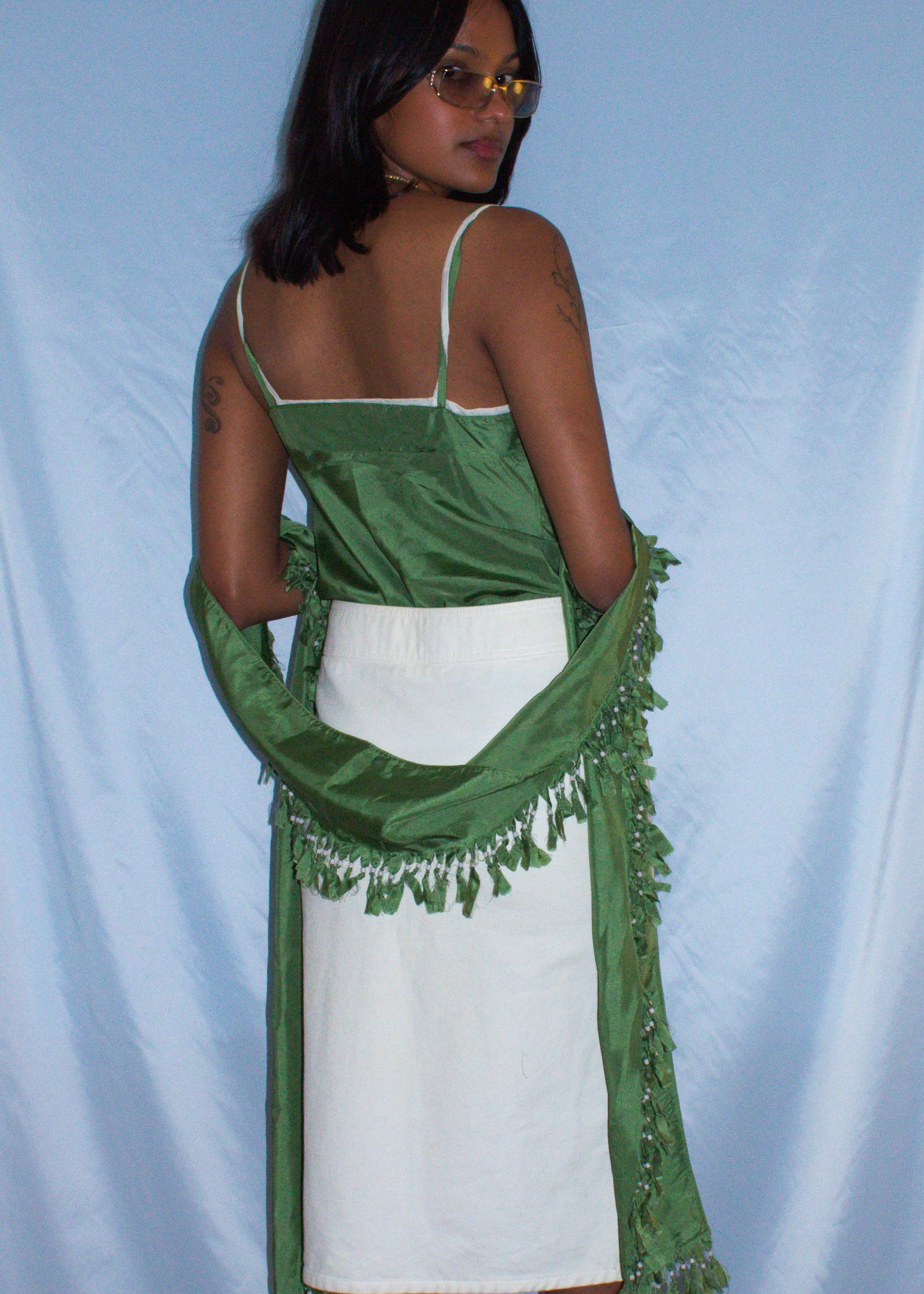 SEE BY CHLOE GREEN TANK TOP WITH DUPATTA