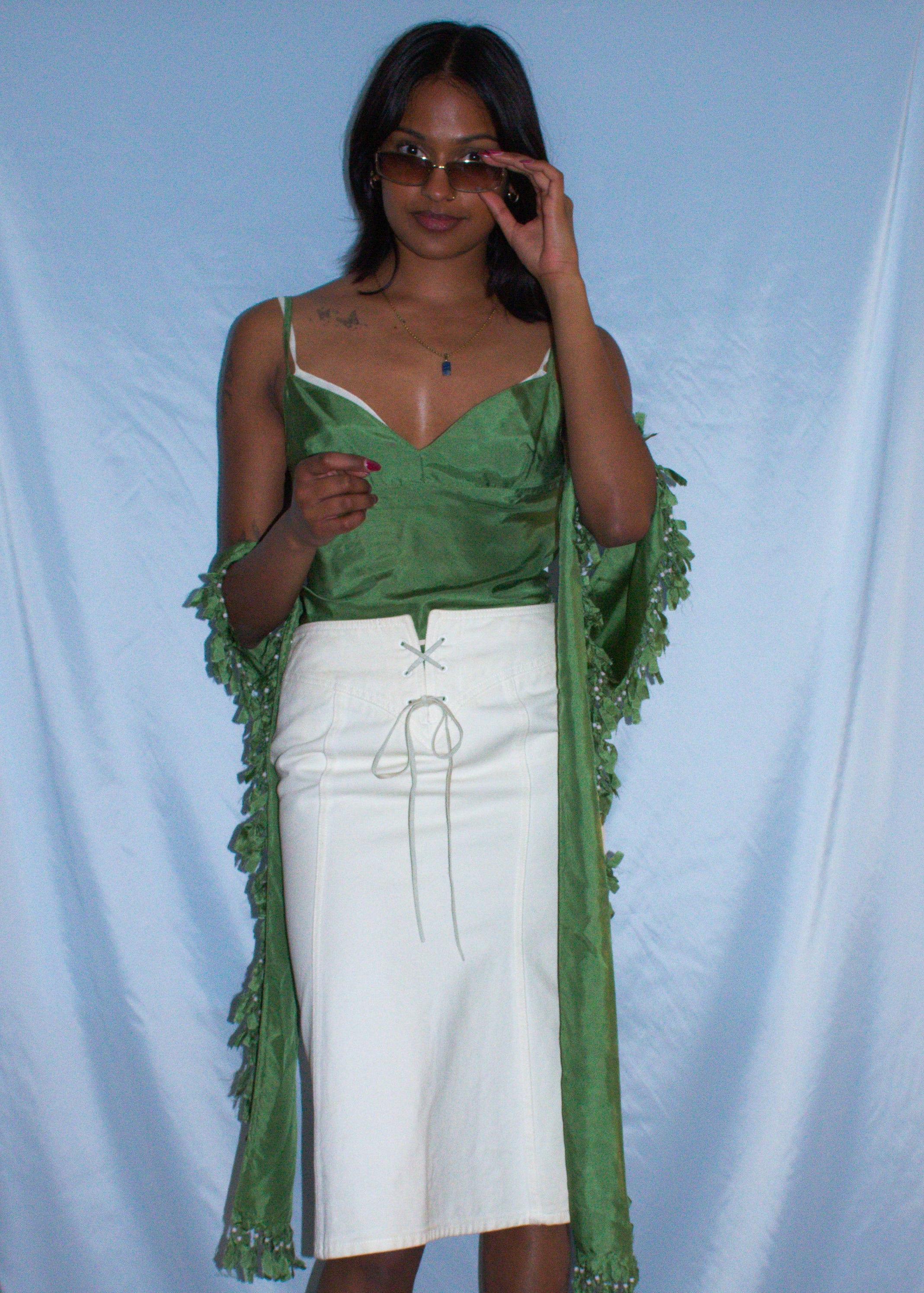 GUCCI BY TOM FORD WHITE DENIM PENCIL SKIRT