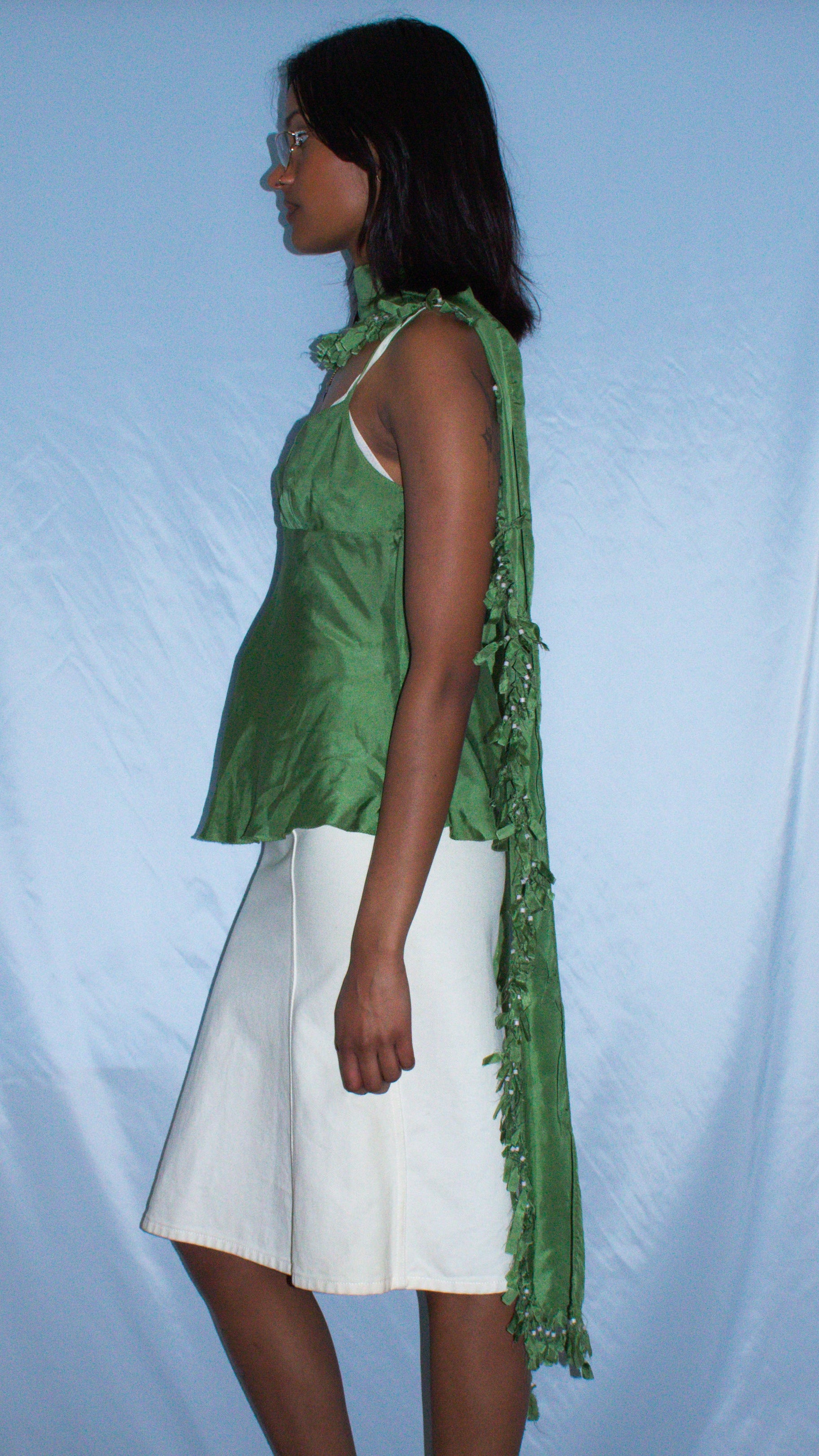 SEE BY CHLOE GREEN TANK TOP WITH DUPATTA