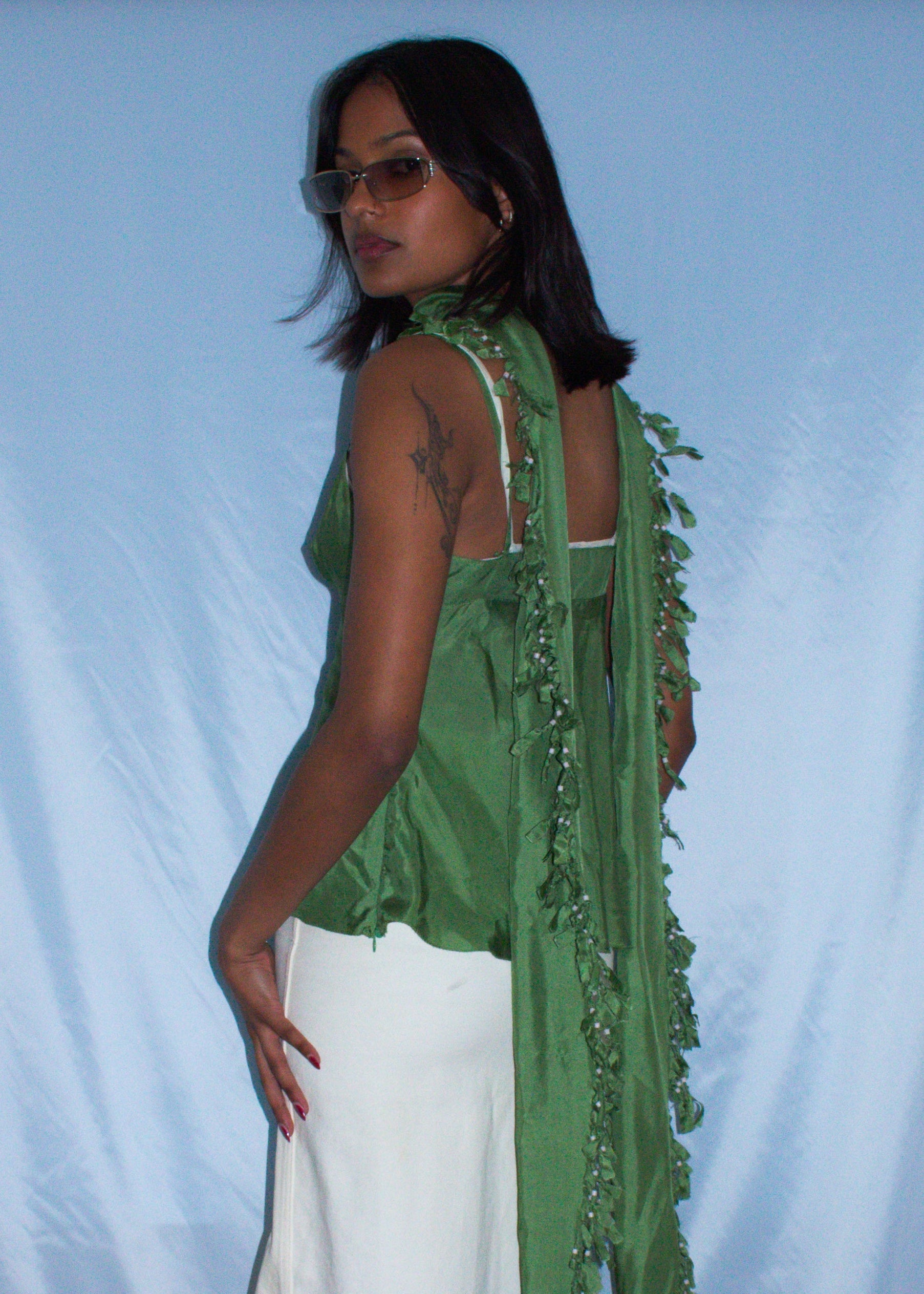 SEE BY CHLOE GREEN TANK TOP WITH DUPATTA