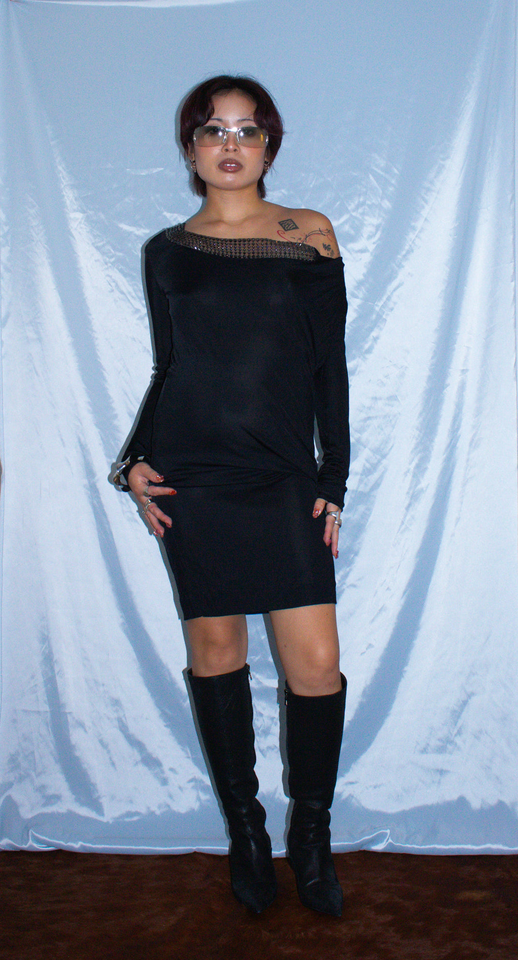 EMILIO PUCCI BLACK DIAMANTE DRESS
