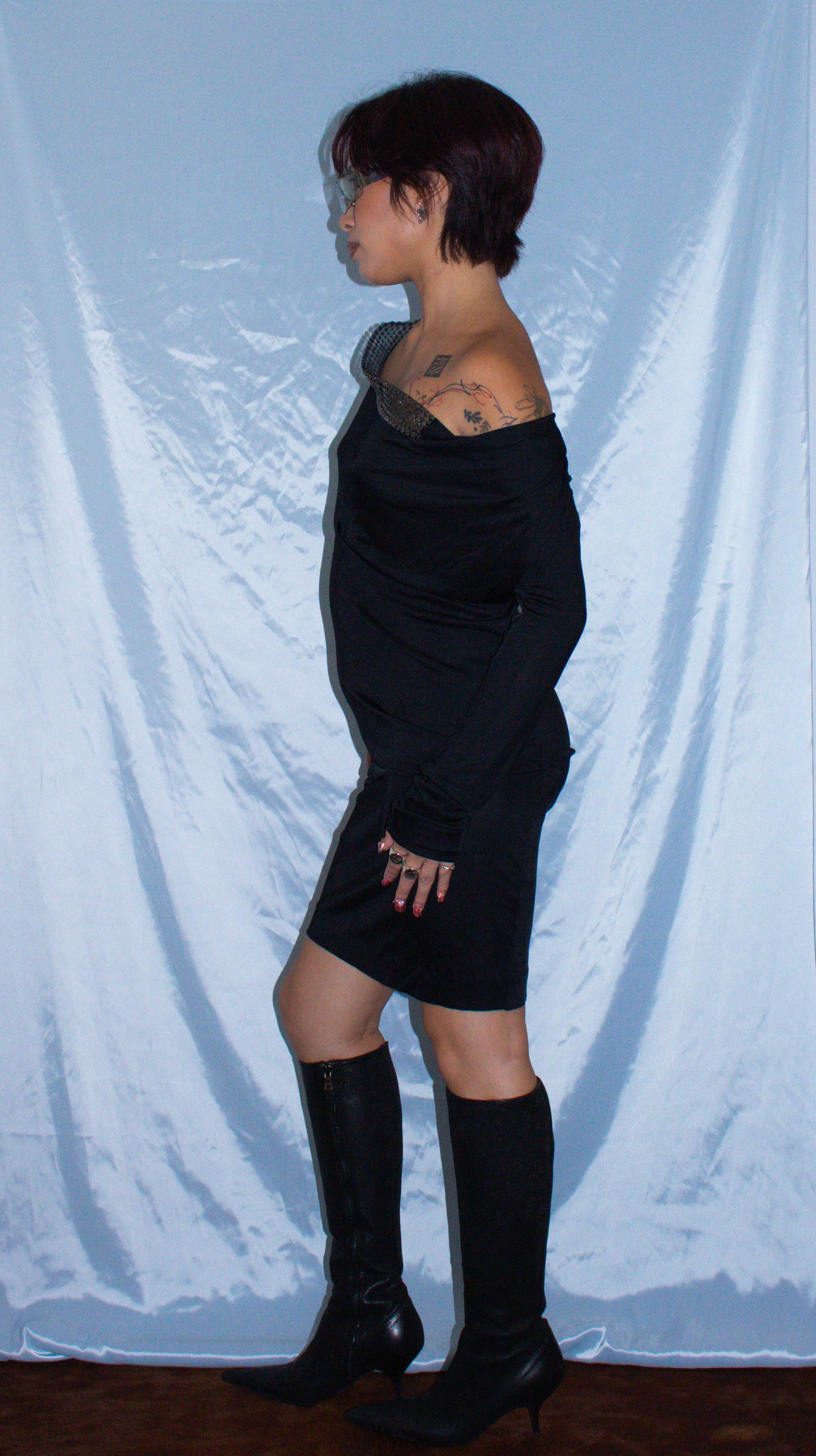 EMILIO PUCCI BLACK DIAMANTE DRESS