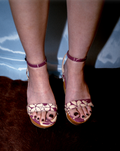MIU MIU S/S 2003 HIBISCUS PRINT PLATFORM SANDALS (SIZE 37)