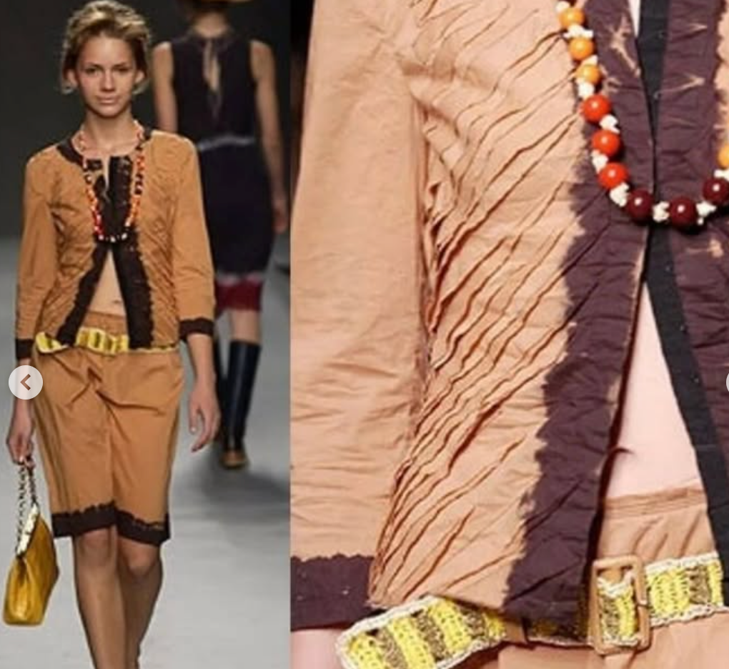 PRADA SPRING 2004 BEIGE TIE DYE TOP