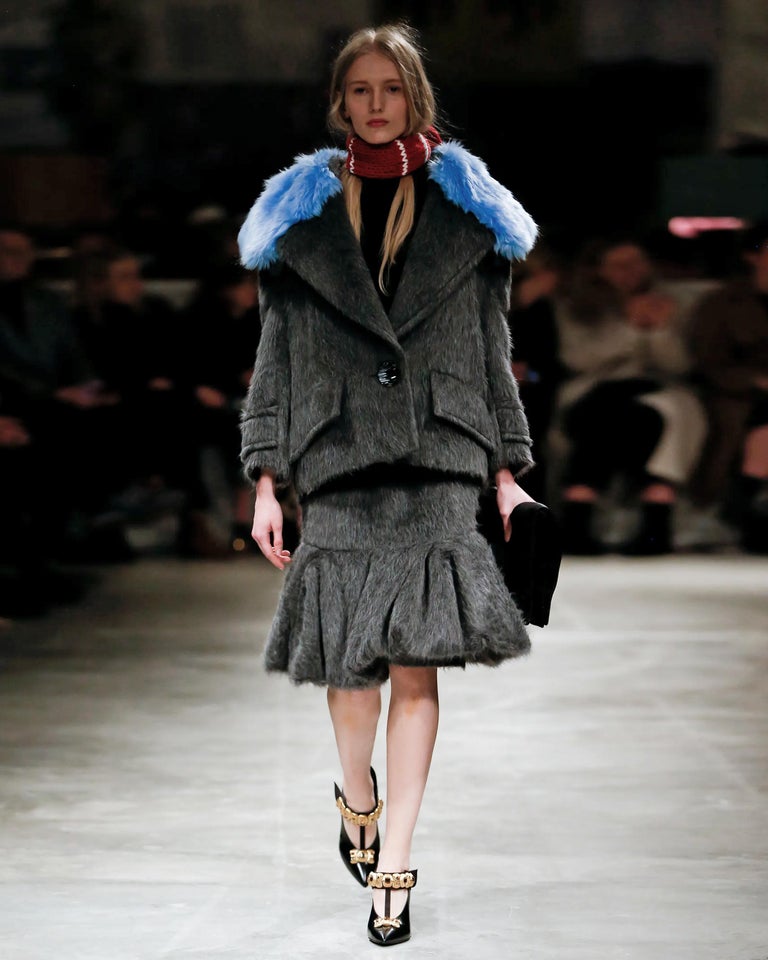 PRADA BLACK ALPACA FLUTED SKIRT F/W 2017