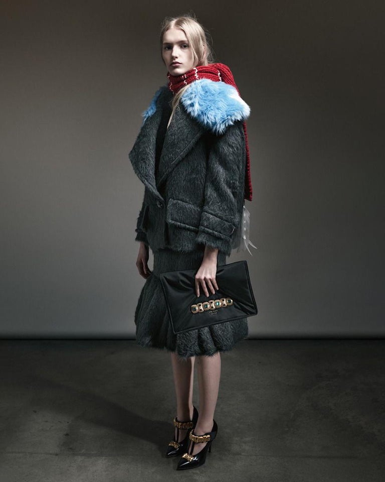 PRADA BLACK ALPACA FLUTED SKIRT F/W 2017